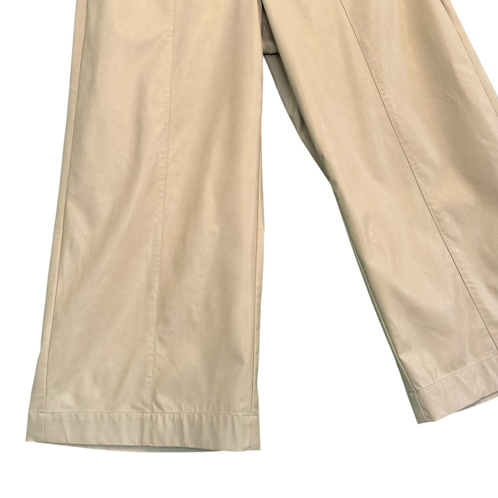 Tyler Boe Peyton Pleather Pants Wide‎ Leg Crop Faux Leather Womens 10 Tan - Picture 8 of 15